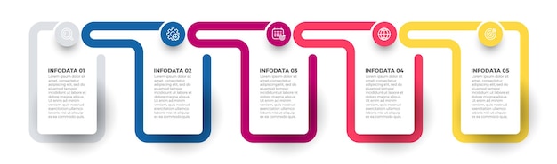 elemento de diseño vectorial infográfico con proceso de línea de tiempo de iconos con 5 opciones
