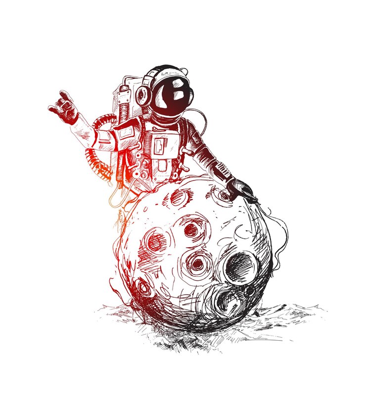 Elemento de diseño de volante de cartel de música de baile de astronauta