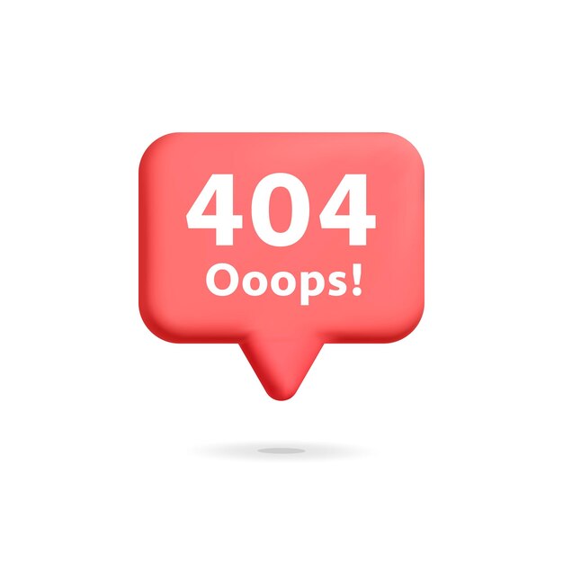 elemento de diseño web de vector 3d no encontrado página de internet uy notificación de cuadro de voz de signo de mensaje