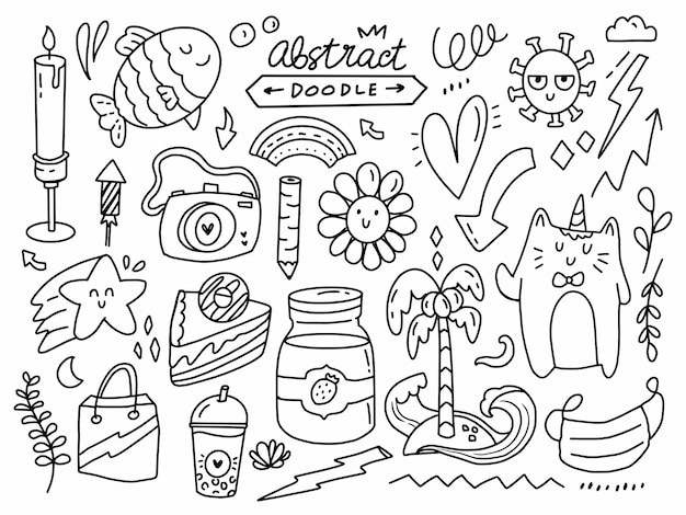 elemento de doodle abstracto en estilo de línea