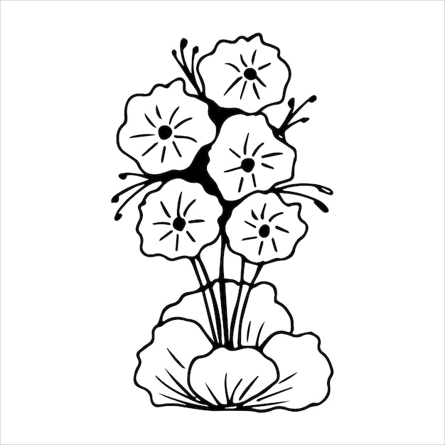 Elemento de doodle único flor dibujada a mano