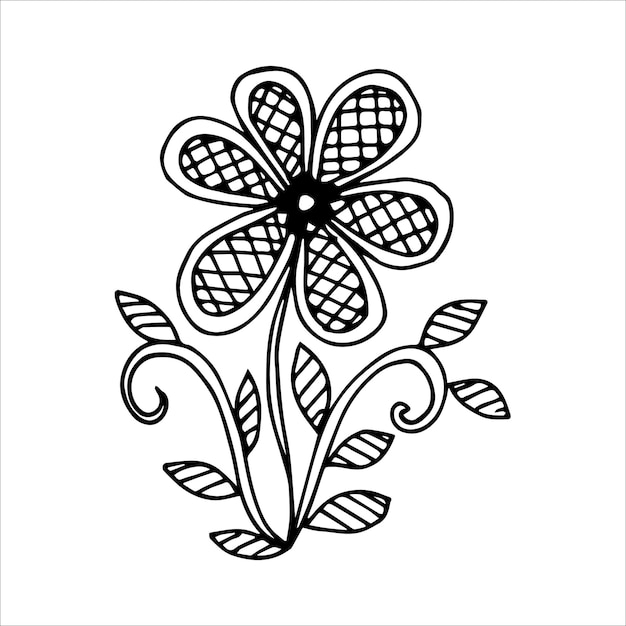 Elemento de doodle único flor dibujada a mano