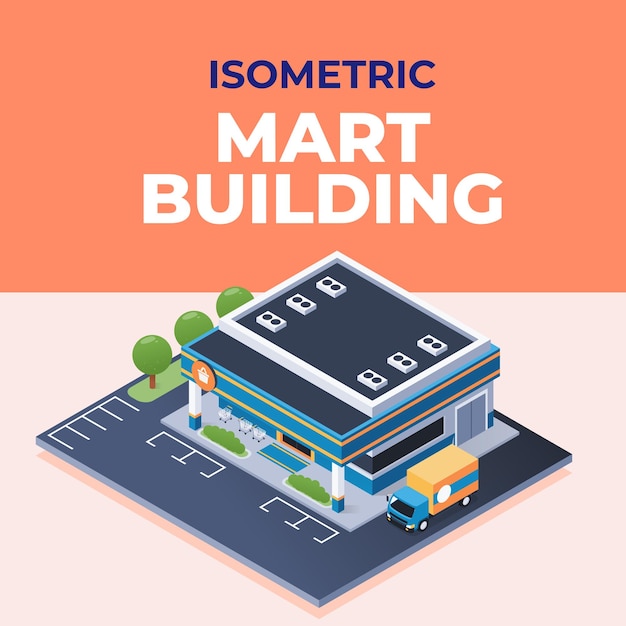 Vector elemento del edificio isométrico de city mart