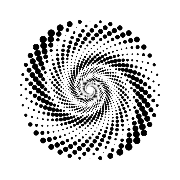 Elemento espiral punteado Forma de semitono giratorio radial Forma de punto de remolino de círculo Geométrica abstracta