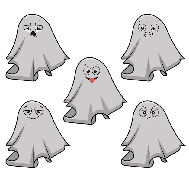 Elemento de fantasmas planos de diseño de ilustración de fantasmas lindos Vector