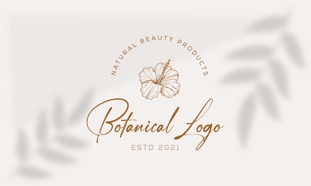 Elemento floral botánico logotipo dibujado a mano con flor silvestre y logotipo de hojas para spa y salón de belleza