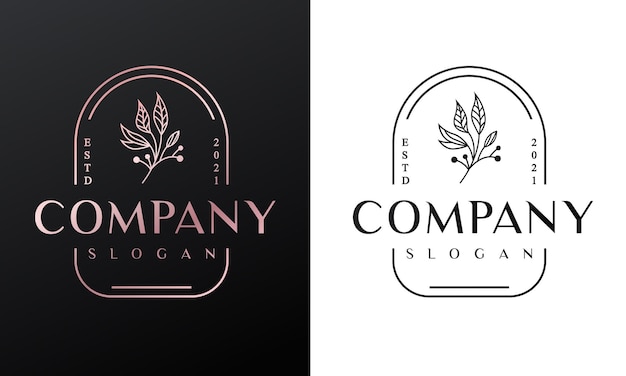 Elemento floral botánico Logotipo dibujado a mano
