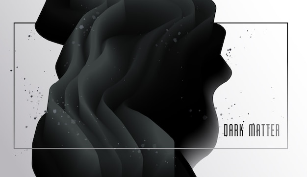 Elemento de forma de gradiente dimensional para el diseño, fondo de vector fluido de materia oscura abstracta, onda 3D que fluye en negro, diseño de movimiento dinámico de color.