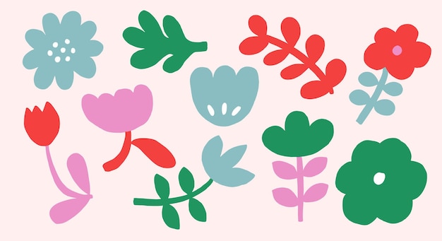 Elemento de formas botánicas de flores orgánicas abstractas recortadas