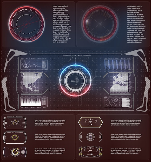 Vector elemento futurista de hud. conjunto de tecnología digital abstracta de círculo ui futurista hud virtual