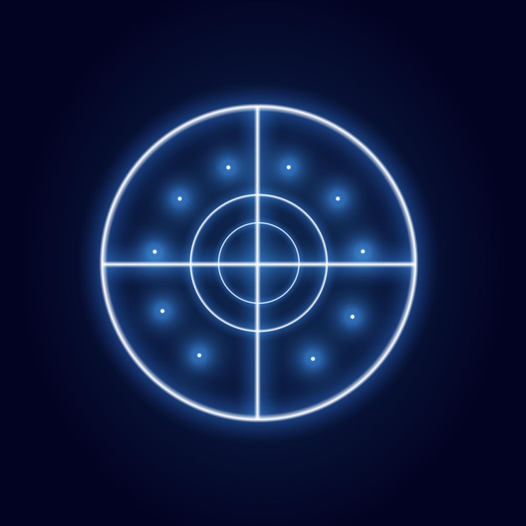 Vector elemento futurista de neón hud aislado sobre fondo oscuro. interfaz de usuario de alta tecnología. objetivo virtual abstracto. ilustración vectorial.
