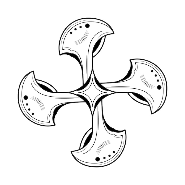 Elemento de garabato abstracto Dibujado a mano Shuriken Arma Ninja Sketch Vector Diseño Estilo Fondo