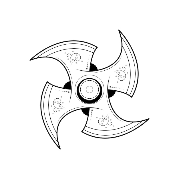 Vector elemento de garabato abstracto dibujado a mano shuriken arma ninja sketch vector diseño estilo fondo