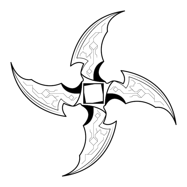 Elemento de garabato abstracto Dibujado a mano Shuriken Arma Ninja Sketch Vector Diseño Estilo Fondo