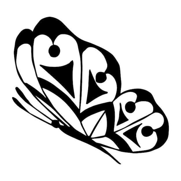 Elemento de garabato de mariposa dibujado a mano para colorear postal de invitación