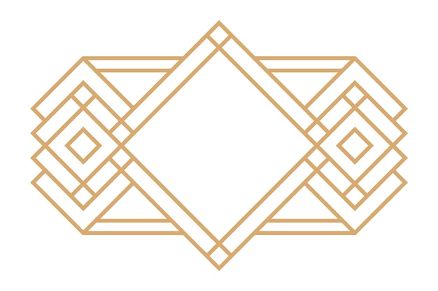 Elemento geométrico art deco. Marco dorado de adorno retro. Ilustración vectorial