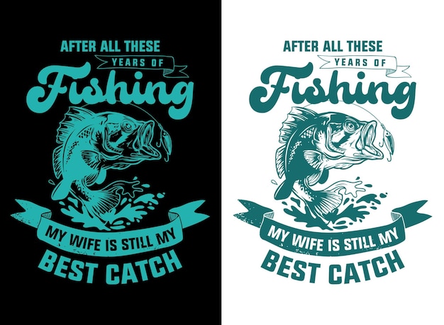 Elemento gráfico de diseño de camiseta vectorial de tipografía de pesca