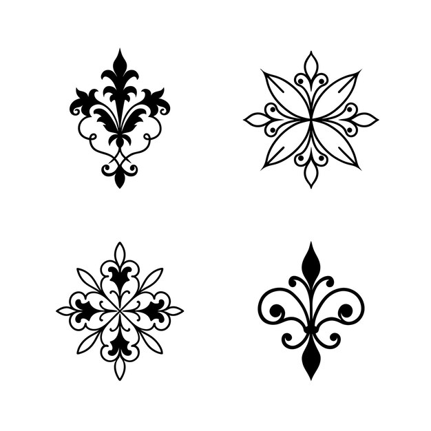 Elemento gráfico floral victoriano paquete de arte vectorial