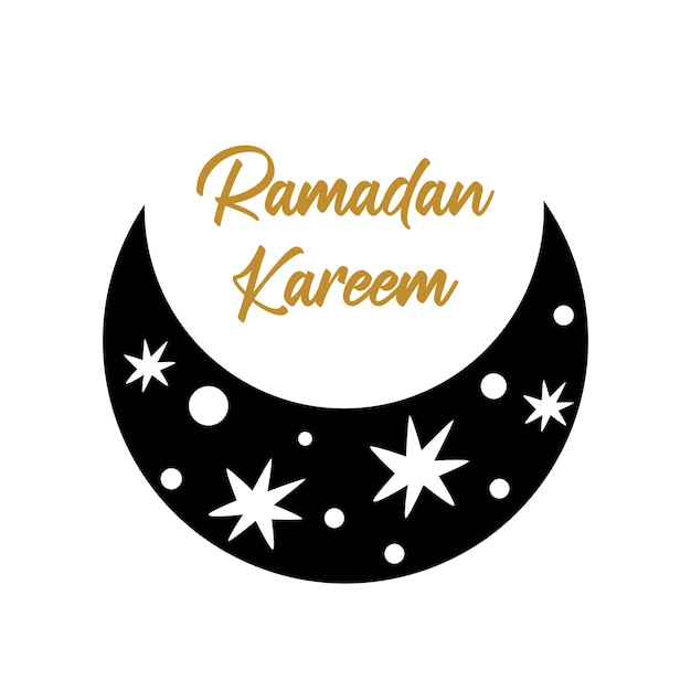 Elemento gráfico de la luna de ramadán estrellas de rama de forma de luna aislada media luna celestial para ramadán ilustración de vector de luna negra icono de luna celestial logotipo diseño gráfico imprimir texto ramadan kareem