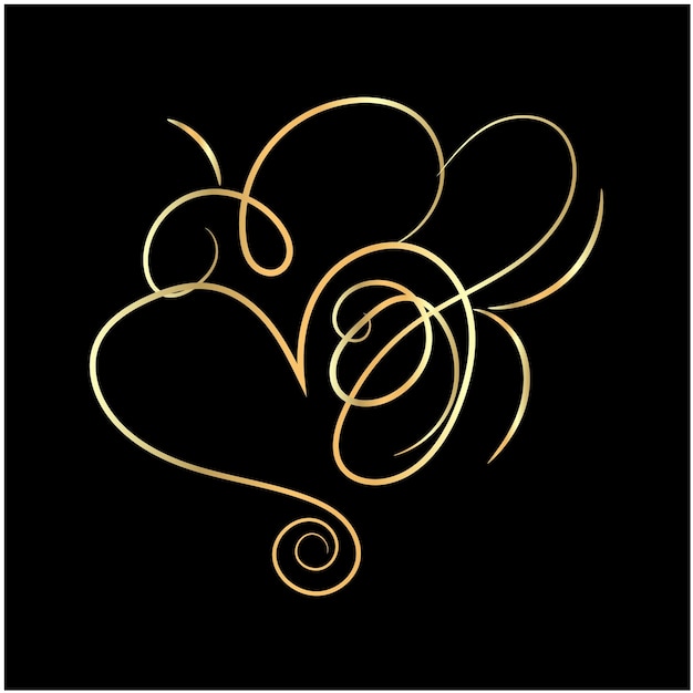 Elemento gráfico ornamental de corazón floral retro