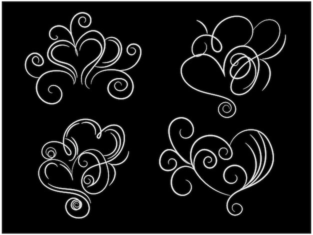 Elemento gráfico ornamental de corazón floral retro