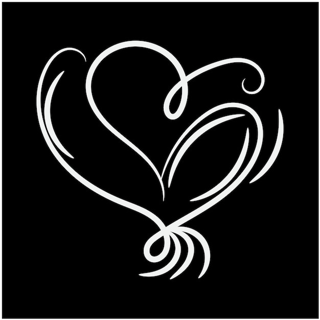 Elemento gráfico ornamental de corazón floral retro
