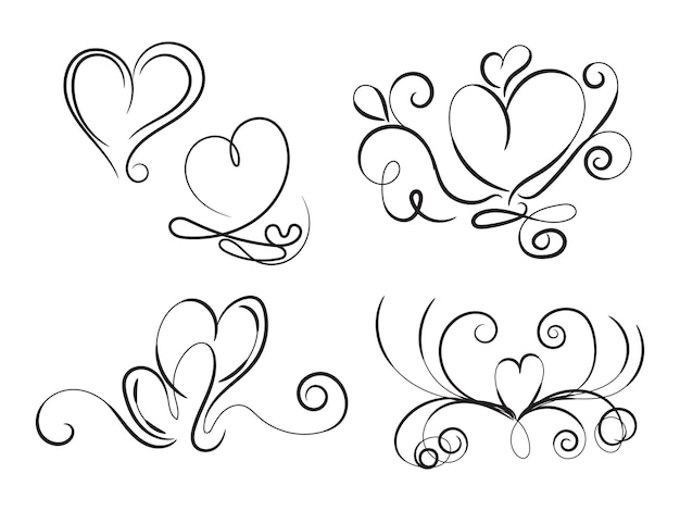 Elemento gráfico ornamental de corazón floral retro