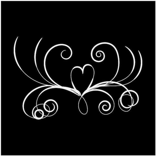 Elemento gráfico ornamental de corazón floral retro