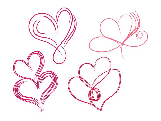 Elemento gráfico ornamental de corazón floral retro