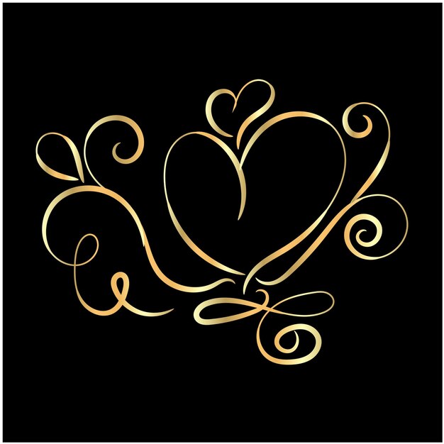 Elemento gráfico ornamental de corazón floral retro