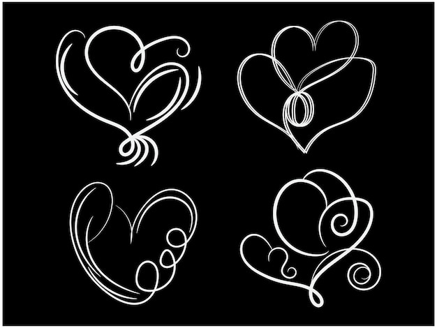 Elemento gráfico ornamental de corazón floral retro