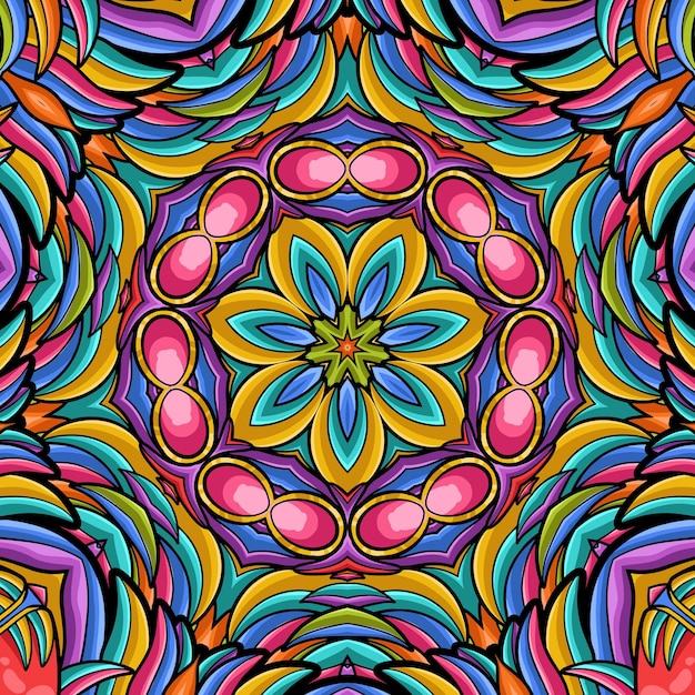 Elemento y hermoso fondo de adorno de mandala para diseño de alfombras vector premium