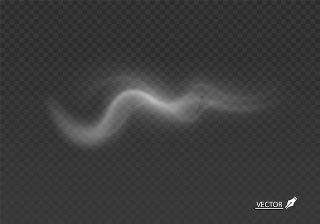 Elemento de humo blanco realista y abstracto aislado sobre un fondo transparente