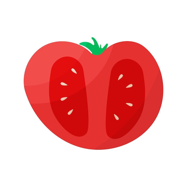 Elemento de icono de comida vegetal de pieza roja de tomate