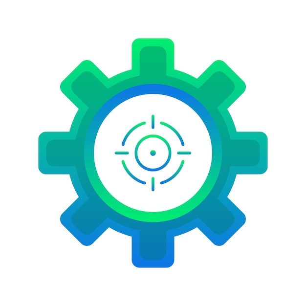 Elemento de icono de plantilla de diseño de degradado de logotipo de engranaje de destino