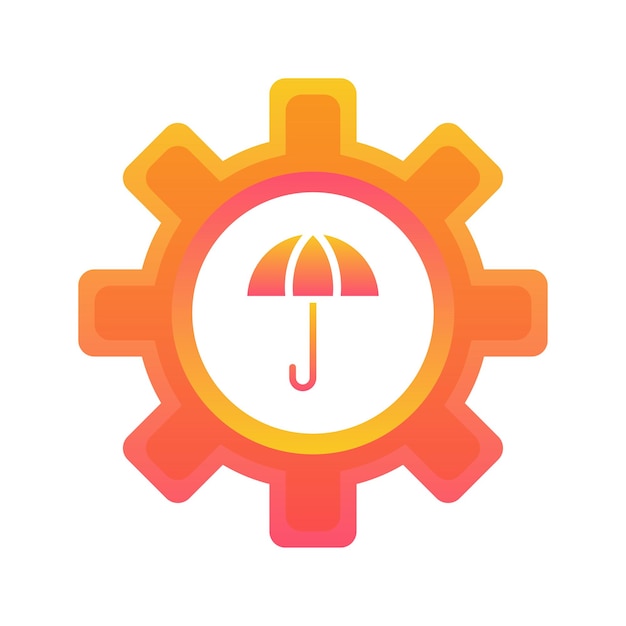 Elemento de icono de plantilla de diseño degradado de logotipo de engranaje de paraguas