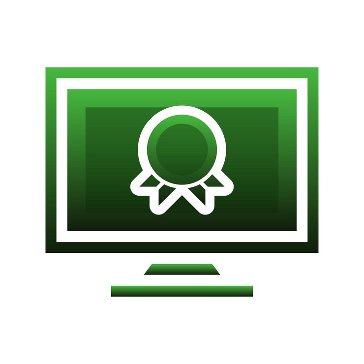 Vector elemento de icono de plantilla de diseño de degradado de logotipo de medalla de monitor