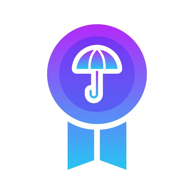 Elemento de icono de plantilla de diseño degradado de logotipo de medalla de paraguas