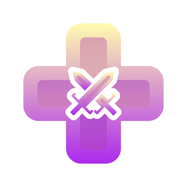 Elemento de icono de plantilla de diseño de degradado de logotipo médico de espada