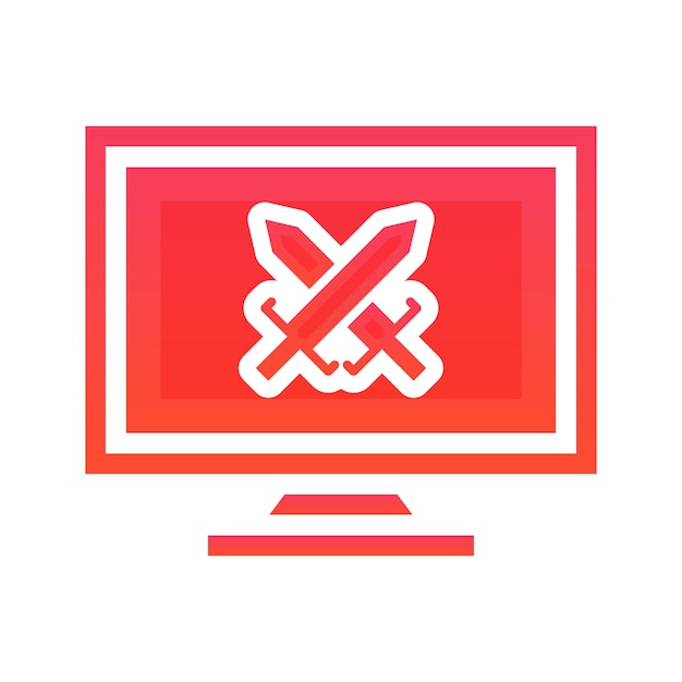 Elemento de icono de plantilla de diseño de degradado de logotipo de monitor de espada