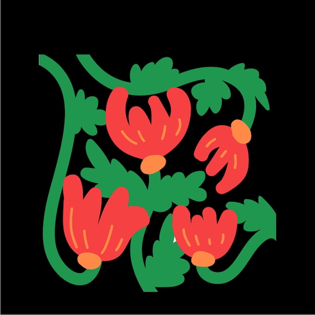 Elemento de ilustración de flores para azulejos
