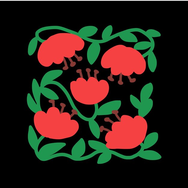 Elemento de ilustración de flores para azulejos