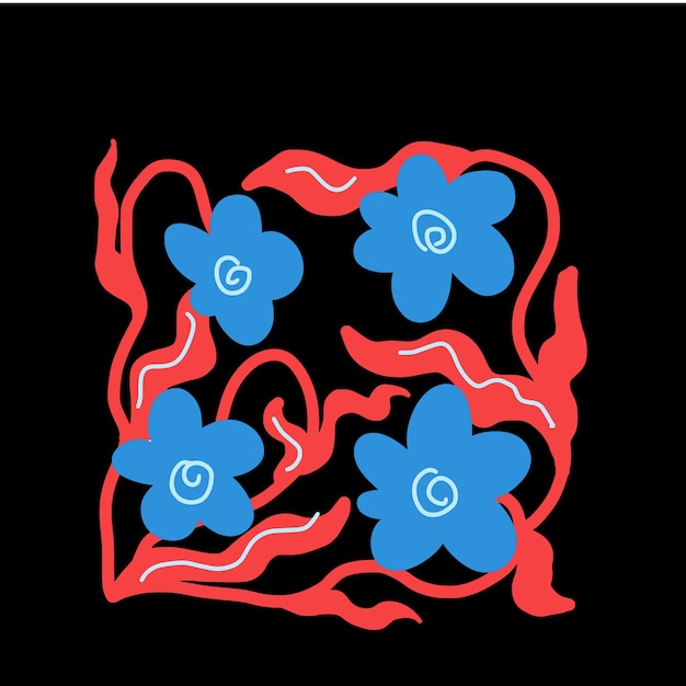 Elemento de ilustración de flores para azulejos