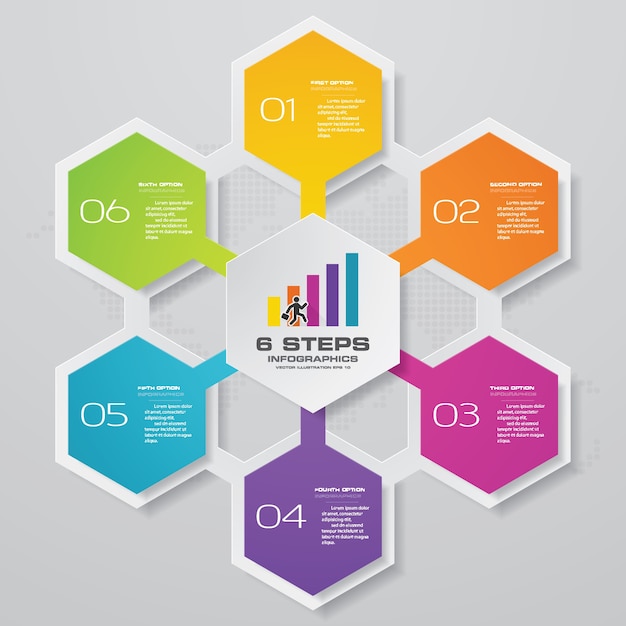 Elemento de infografía de 6 pasos del proceso simple y editable.