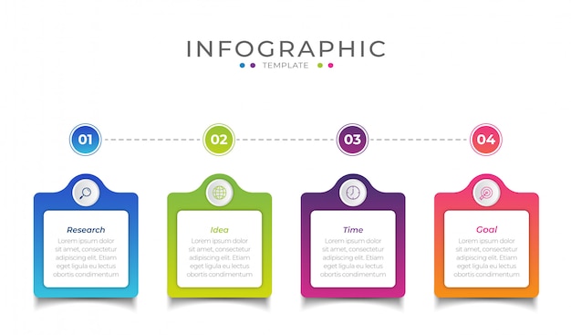 Elemento de infografía empresarial con 4 opciones, pasos, diseño de plantilla de número