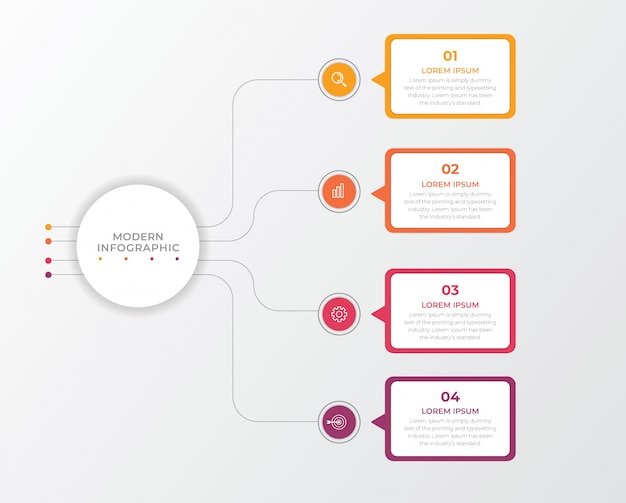 Elemento de infografía empresarial con 4 opciones, pasos, diseño de plantilla de número