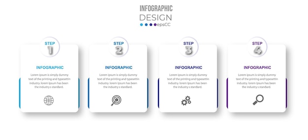 Elemento de infografía empresarial con 4 opciones, pasos, diseño de plantilla de número
