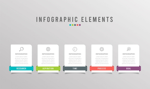 Elemento de infografía empresarial con 5 opciones, pasos, diseño de plantilla numérica