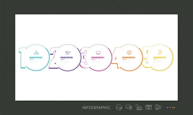 Elemento de infografía empresarial con 5 opciones, pasos, diseño de plantilla de vector de número