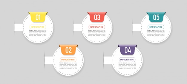 Elemento de infografía empresarial con 5 opciones.